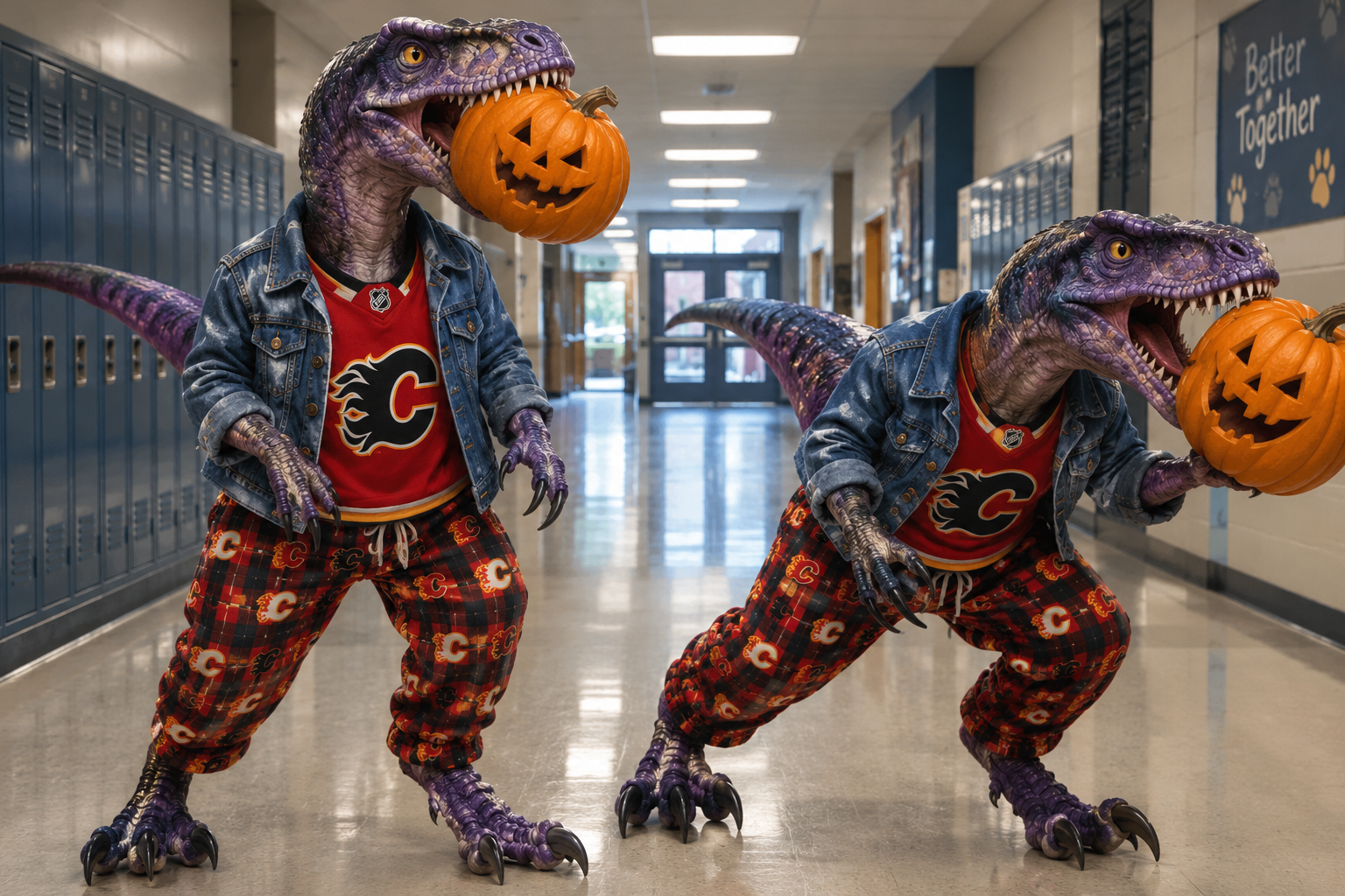 Hockey Raptor Halloween in the Hallway